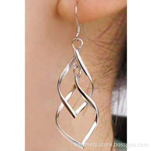 Sterling Silver Leaf Drop Earring, 5 x 1.8cm Diameter